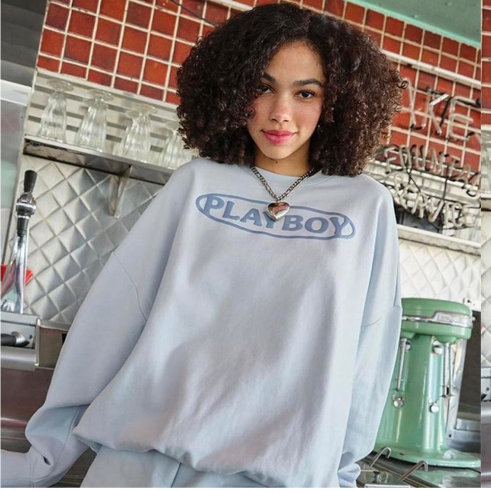 Playboy By PacSun Emblem Oversized Crew Neck Sweatshirt